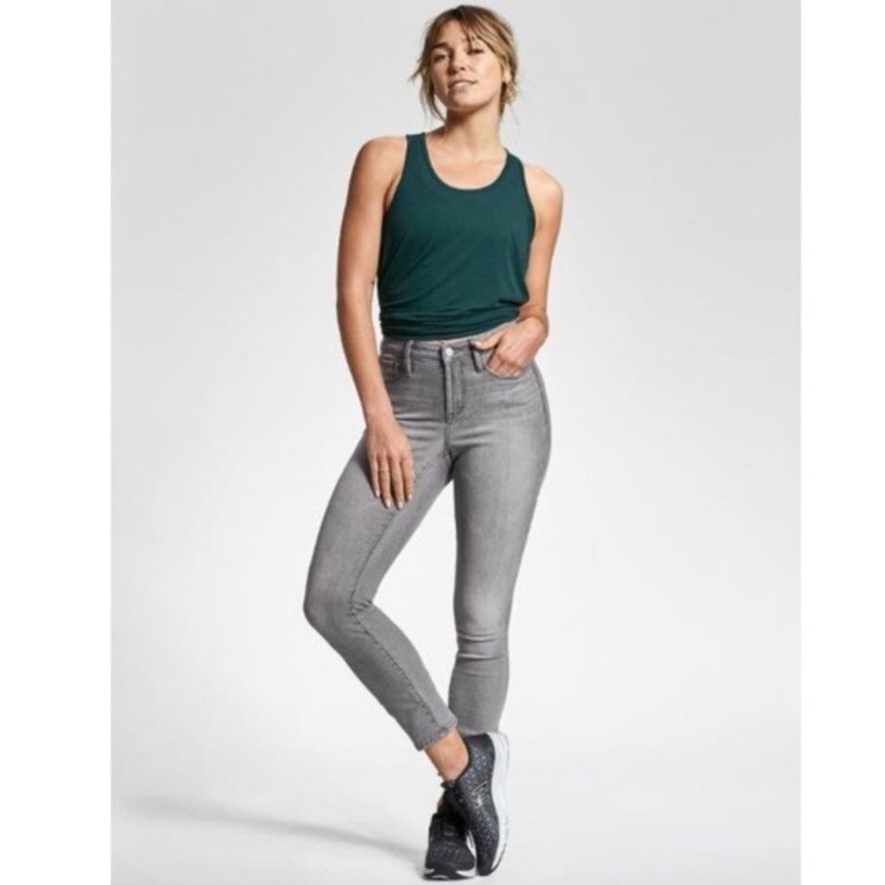 Athleta High Rise Sculptek Gray Stretch Jean raw frayed hem. Not shown